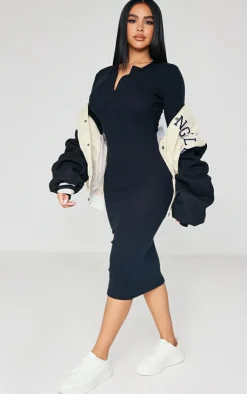 Petite Brushed Rib Midi Dress-PrettyLittleThing Sale