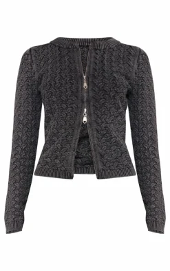 PrettyLittleThing Knitted Two Piece Sets*Petite Cable Knit Jacket
