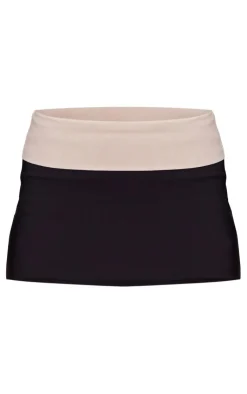 Discount PrettyLittleThing Petite Contrast Micro Mini Skirt Black