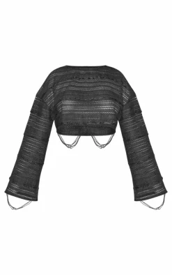 PrettyLittleThing Petite Cropped Top Black
