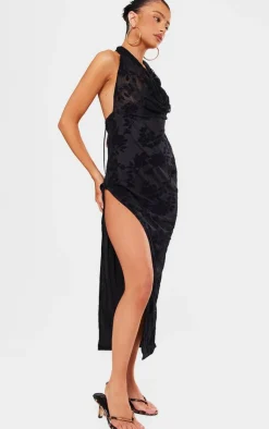 Petite Devore Open Back Cowl Maxi Dress-PrettyLittleThing Outlet
