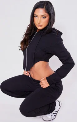 Online PrettyLittleThing Petite Dipped Hem Hoodie Black