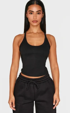 PrettyLittleThing Basic Tops*Petite Embroidered Longline Tank Top