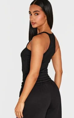 PrettyLittleThing Basic Tops*Petite Embroidered Longline Tank Top