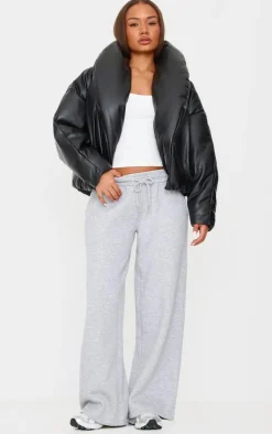 PrettyLittleThing Puffer Jackets*Petite Exaggerated Collar PU Puffer Coat