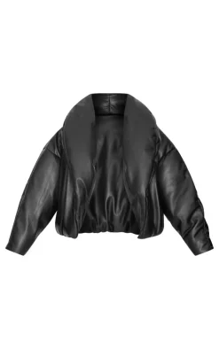 PrettyLittleThing Puffer Jackets*Petite Exaggerated Collar PU Puffer Coat