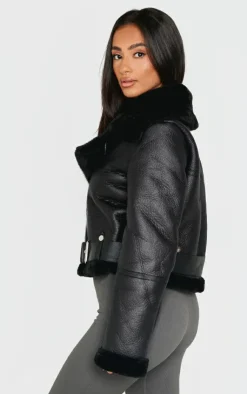 PrettyLittleThing Aviator Jackets*Petite Faux Leather Aviator Jacket