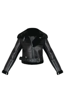 PrettyLittleThing Aviator Jackets*Petite Faux Leather Aviator Jacket