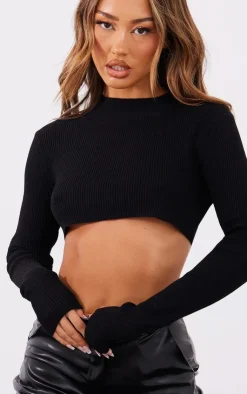 PrettyLittleThing Sweaters*Petite Knitted Cropped Crew Neck Sweater
