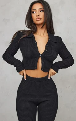 PrettyLittleThing Cardigans*Petite Knitted Rib Cropped Cardigan