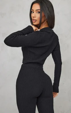 PrettyLittleThing Cardigans*Petite Knitted Rib Cropped Cardigan