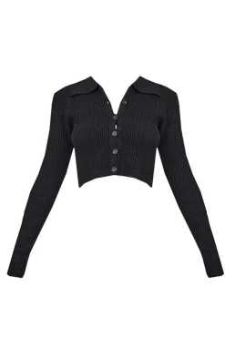 PrettyLittleThing Cardigans*Petite Knitted Rib Cropped Cardigan