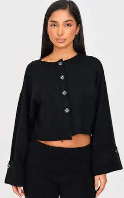 PrettyLittleThing Cardigans*Petite Knitted Turn Up Sleeve Cardigan
