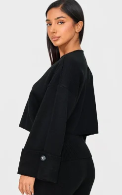 PrettyLittleThing Cardigans*Petite Knitted Turn Up Sleeve Cardigan