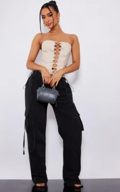 Petite Black Lightweight Shell Low Rise Cargo's