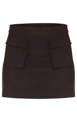 Outlet PrettyLittleThing Petite Linen Look Pocket Detail Mini Skirt Black
