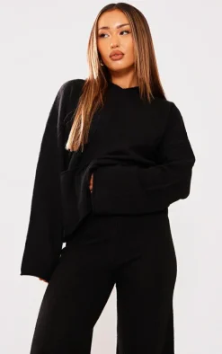 PrettyLittleThing Knitted Two Piece Sets*Petite Luxe Knit Pocket Hooded Sweater