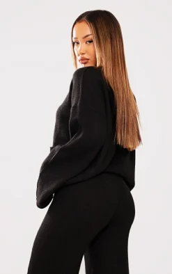 PrettyLittleThing Knitted Two Piece Sets*Petite Luxe Knit Pocket Hooded Sweater