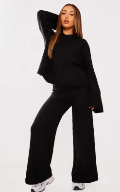 PrettyLittleThing Knitted Two Piece Sets*Petite Luxe Knit Pocket Hooded Sweater