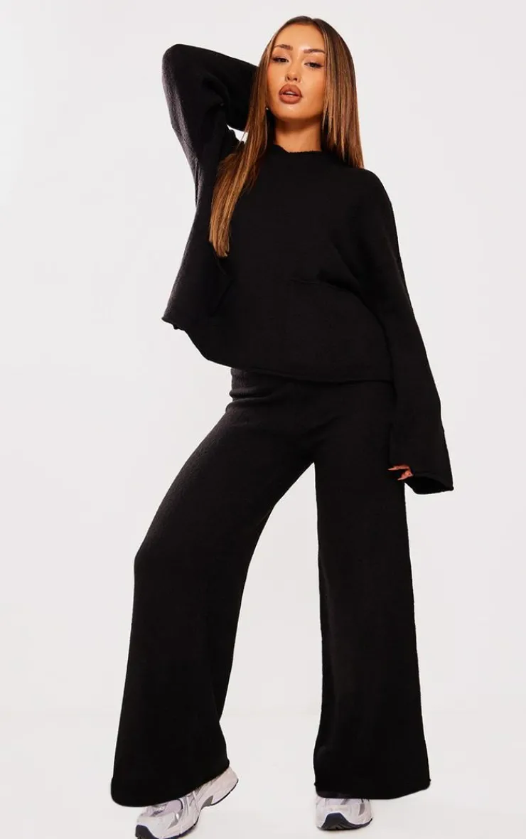 PrettyLittleThing Knitted Two Piece Sets*Petite Luxe Knit Pocket Hooded Sweater