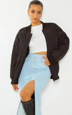 PrettyLittleThing Bomber Jackets*Petite Oversized Zip Up Bomber Jacket