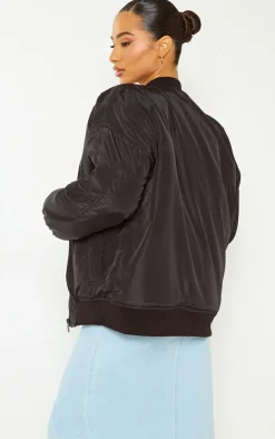 PrettyLittleThing Bomber Jackets*Petite Oversized Zip Up Bomber Jacket