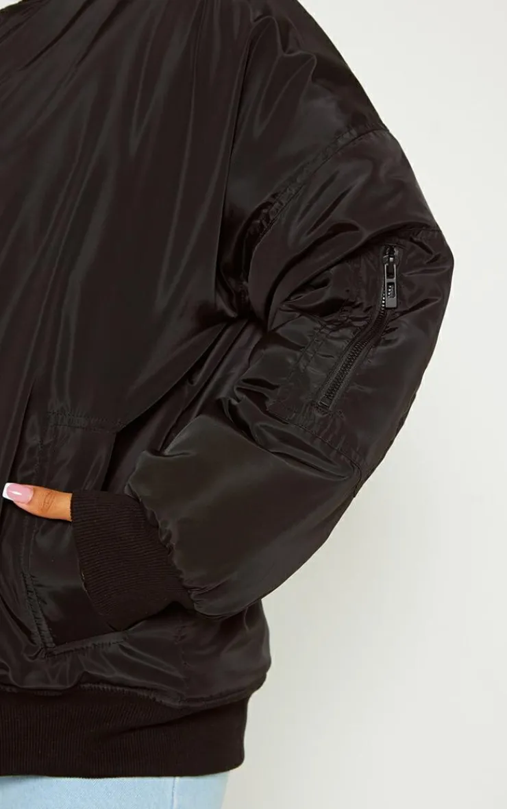 PrettyLittleThing Bomber Jackets*Petite Oversized Zip Up Bomber Jacket