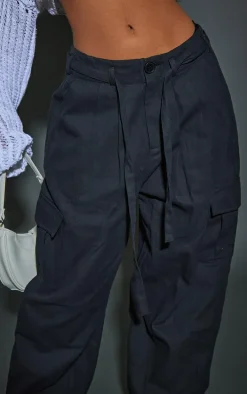 Petite Black Parachute Shell Cargos
