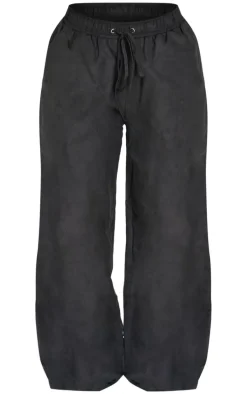 Petite Black Peach Skin Cargo Pants