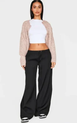 PrettyLittleThing Christmas Shop*Petite Premium Woven Drawstring Waistband Low Rise Pants