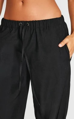PrettyLittleThing Christmas Shop*Petite Premium Woven Drawstring Waistband Low Rise Pants