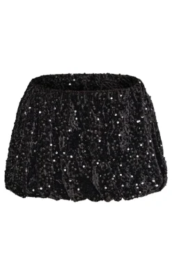 Petite Sequin Belt Detail Puffball Mini Skirt-PrettyLittleThing Clearance