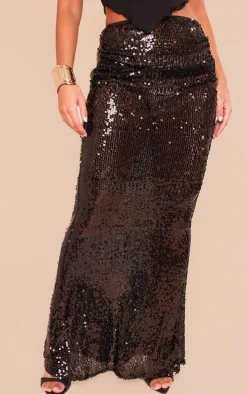 Petite Sequin Maxi Skirt-PrettyLittleThing New
