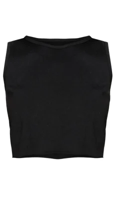 Best PrettyLittleThing Petite Sleeveless Raw Edge Tank Top Black