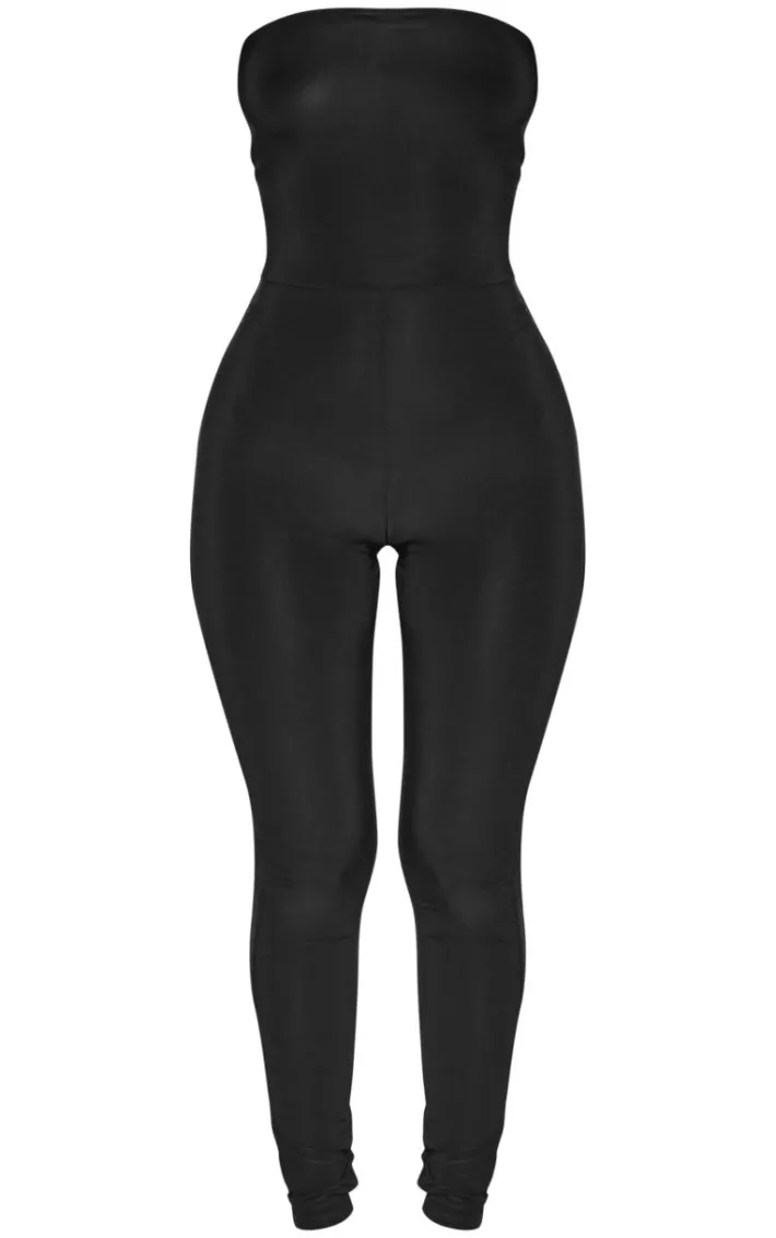 Petite Black Slinky Bandeau Jumpsuit