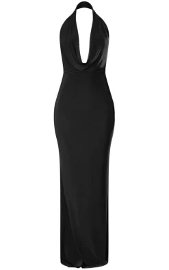 Petite Slinky Extreme Cowl Backless Midaxi Dress-PrettyLittleThing Online