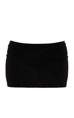 Best PrettyLittleThing Petite Slinky Low Rise Micro Mini Skirt Black