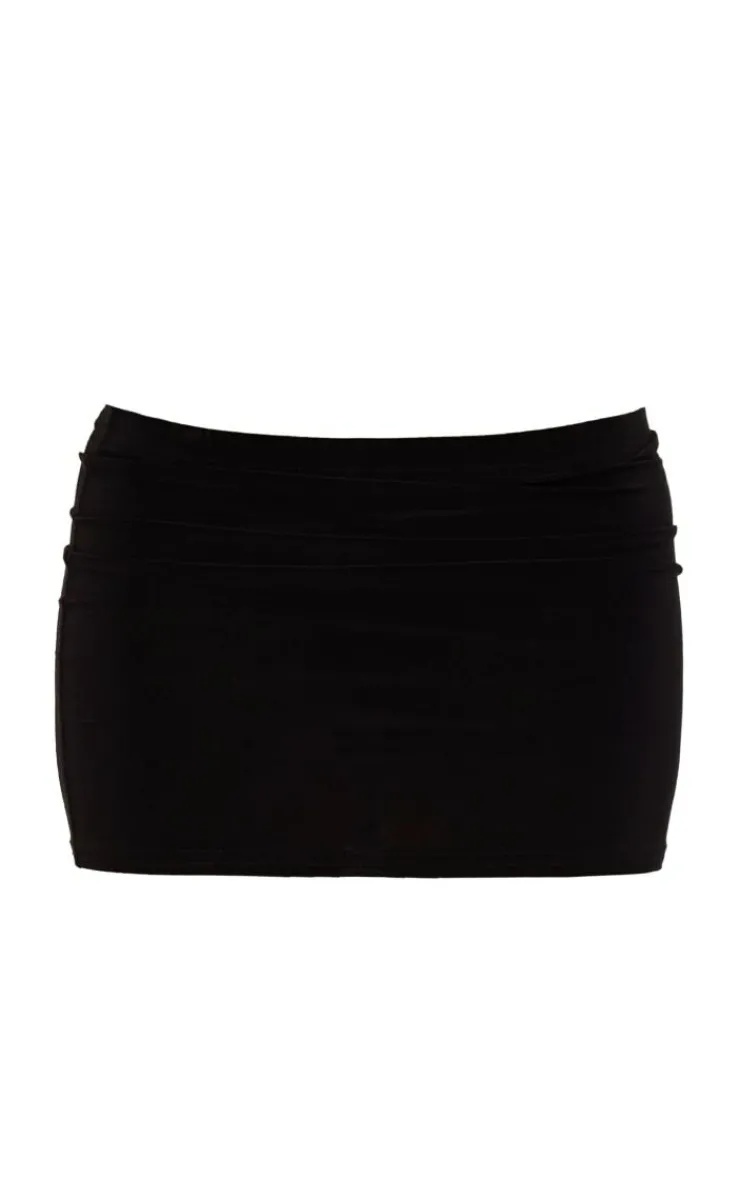 Best PrettyLittleThing Petite Slinky Low Rise Micro Mini Skirt Black