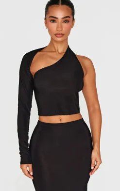 Petite Slinky One Shoulder Crop Top-PrettyLittleThing Online