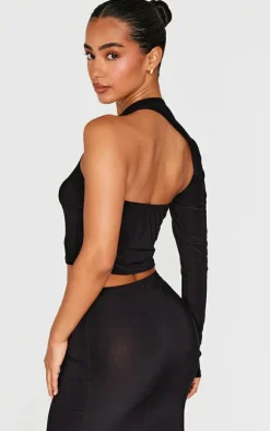 Petite Slinky One Shoulder Crop Top-PrettyLittleThing Online