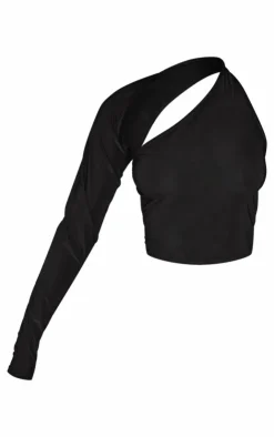 Petite Slinky One Shoulder Crop Top-PrettyLittleThing Online