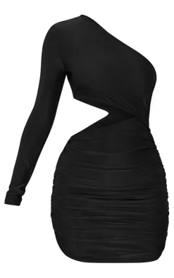 Petite Slinky One Shoulder Cut Out Ruched Bodycon Mini Dress-PrettyLittleThing Discount