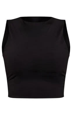 PrettyLittleThing Sleeveless Tops*Petite Slinky Racer Crop Top