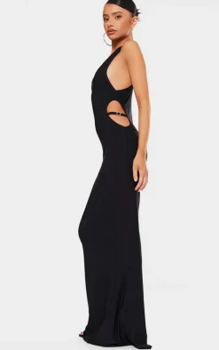 Petite Slinky Racer Neck Maxi Dress With Cut Out Belt Details-PrettyLittleThing Online