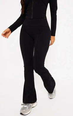 Outlet PrettyLittleThing Petite Snatched Sculpt Seam Detail Flared Pants Black