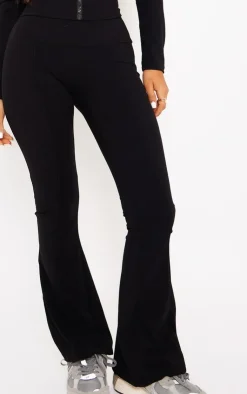 Outlet PrettyLittleThing Petite Snatched Sculpt Seam Detail Flared Pants Black