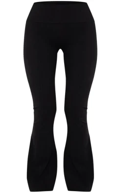 Outlet PrettyLittleThing Petite Snatched Sculpt Seam Detail Flared Pants Black