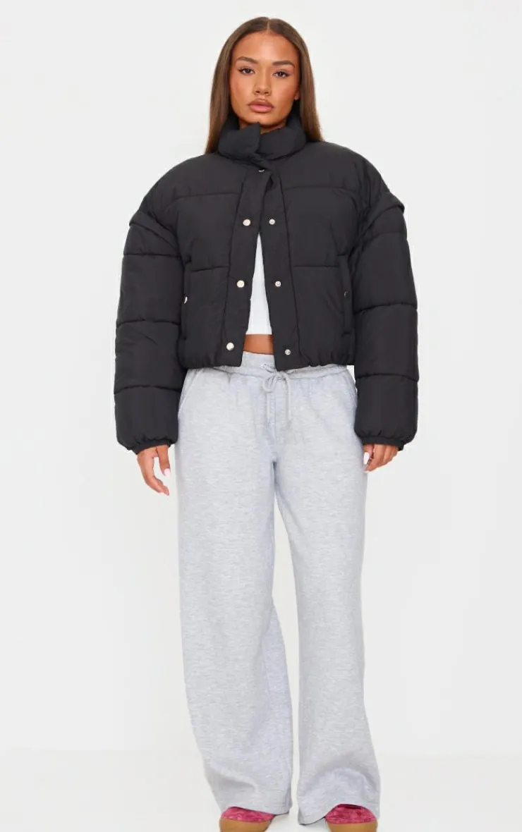 PrettyLittleThing Puffer Jackets*Petite Soft Nylon Set In Sleeve Popper Pocket Puffer Jacket