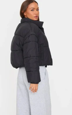 PrettyLittleThing Puffer Jackets*Petite Soft Nylon Set In Sleeve Popper Pocket Puffer Jacket