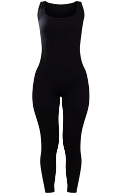 PrettyLittleThing Snatched*Petite Structured Snatched Ribbed Scoop Neck Jumpsuit